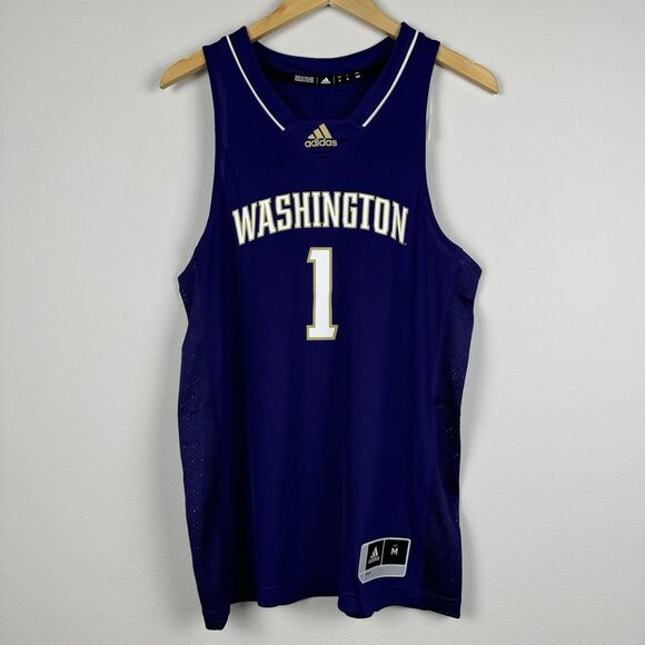 WASHINGTON HUSKIES BASKETBALL JERSEY #1 ADIDAS PURPLE SIZE MEDIUM RETAIL $90 - Picture 2 of 6